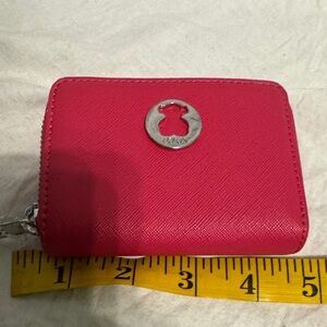 Tous Pink Zip-Around Leather Card Wallet